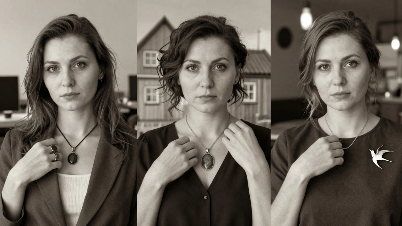 Три женщины с личными украшениями в тихих моментах самопознания.