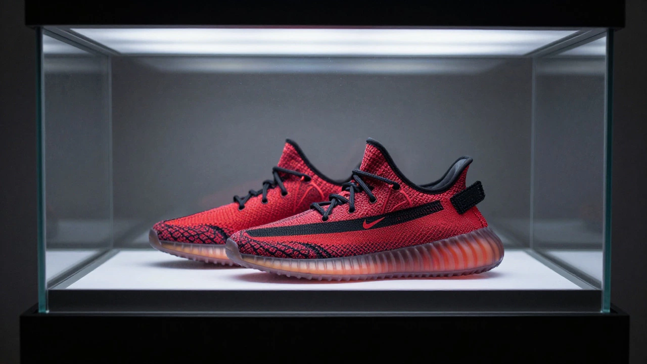 Редкий прототип Nike Air Yeezy 2 Red October в витрине коллекционера