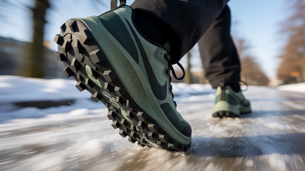 Подошва Nike Pegasus Trail цепляется за лед и снег